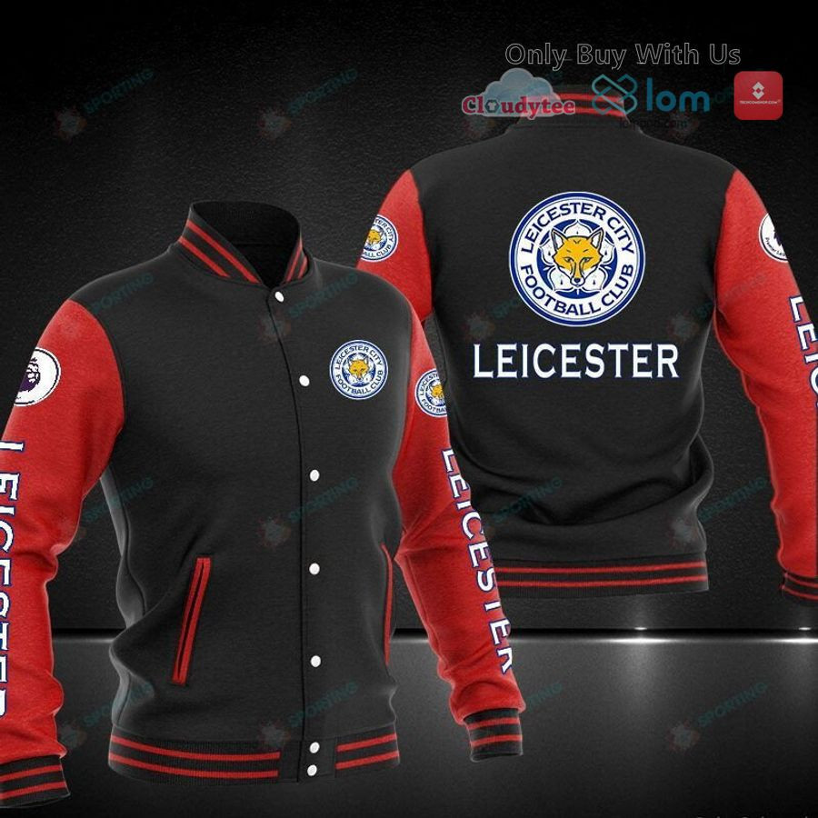 Leicester City FC Black Red Varsity Baseball Jacket