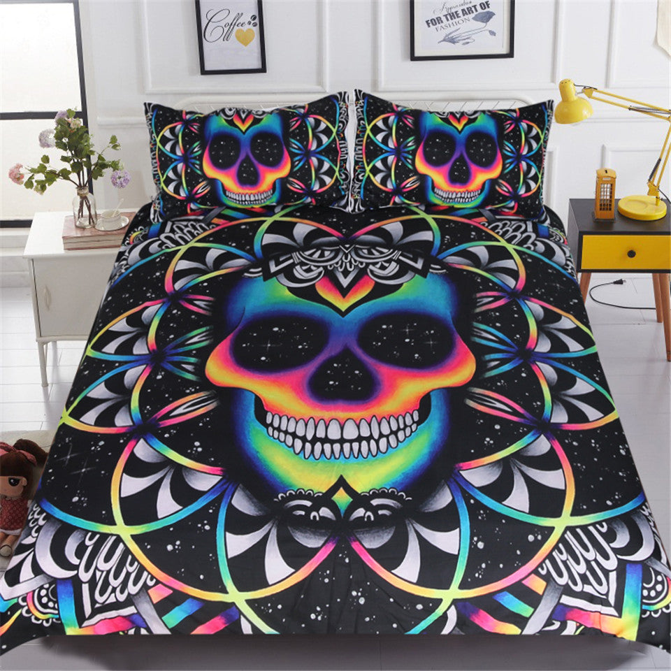 Skull Bedding Set Chao Universe Skull Mandala Pattern Duvet Covers