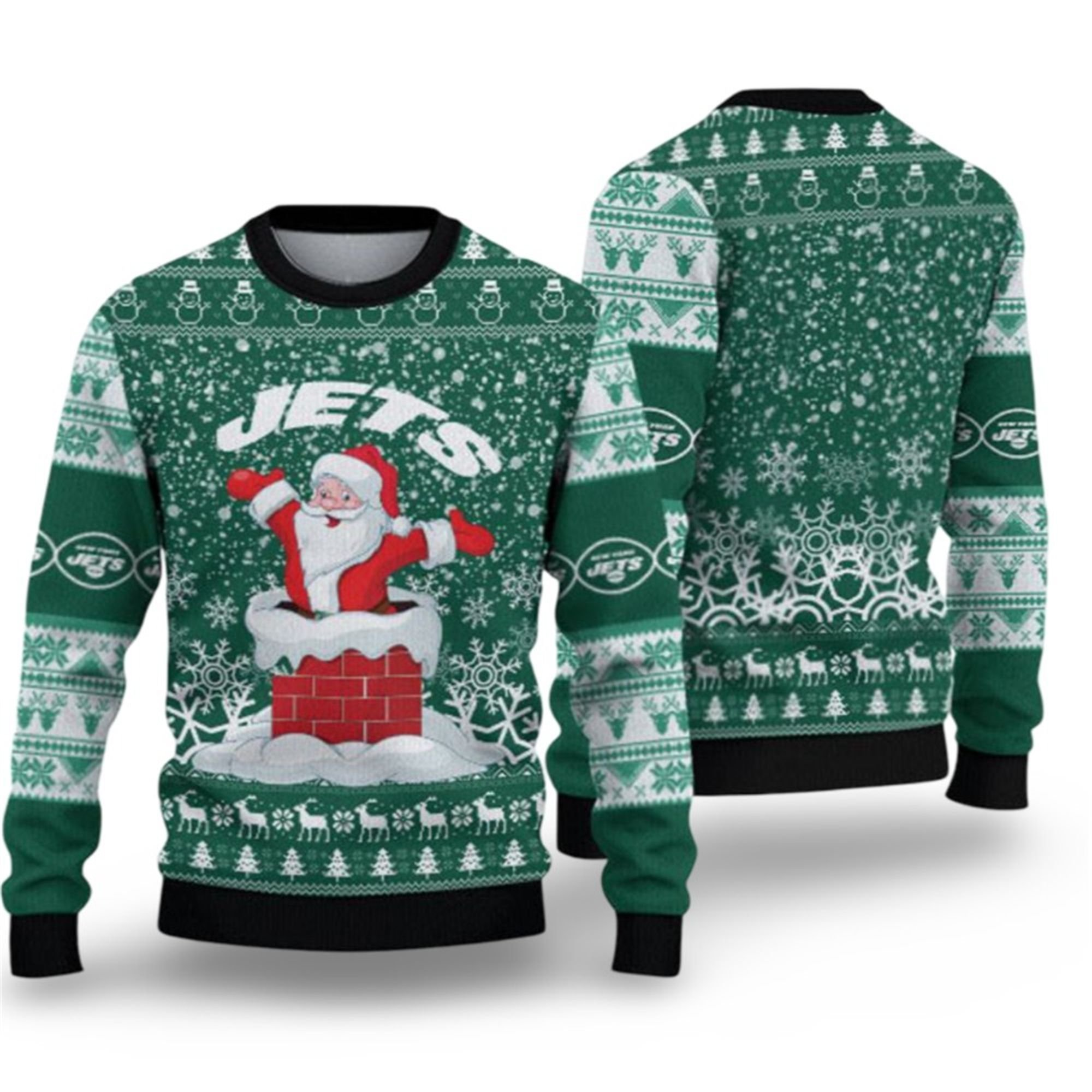 2025 New York Jets Funny Santa Ugly Christmas Sweater