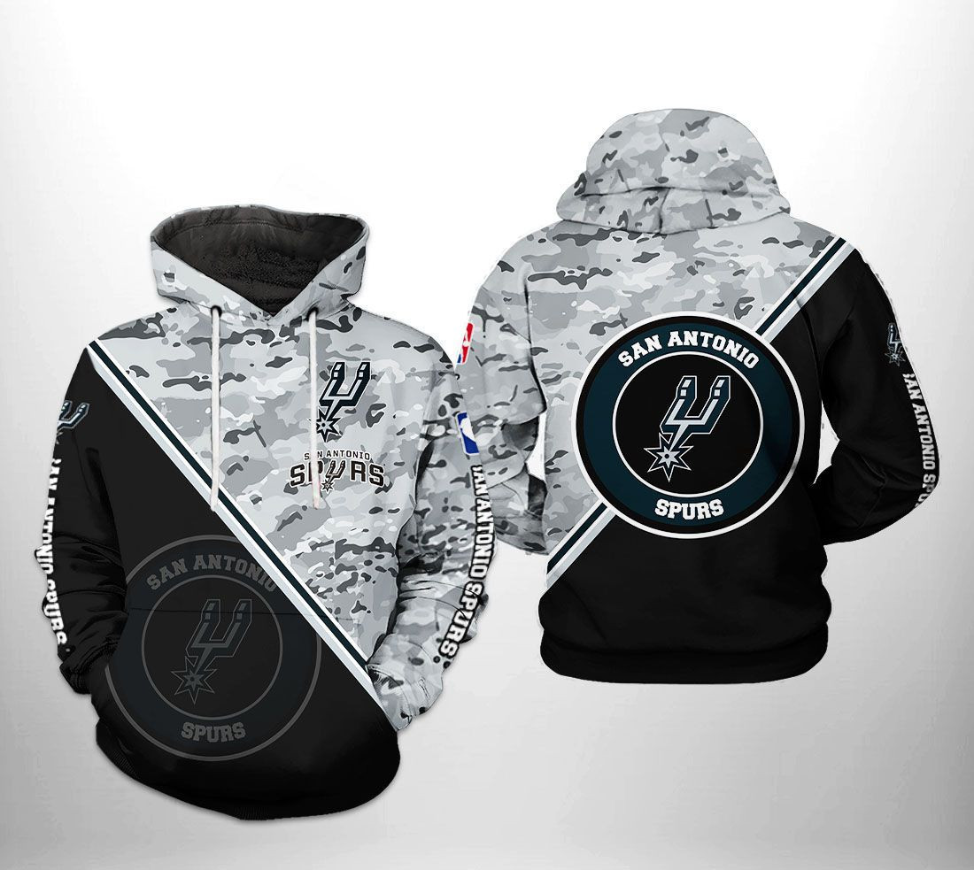 San Antonio Spurs US Camo Team 3D All Over Print Hoodie & Zip Hoodie