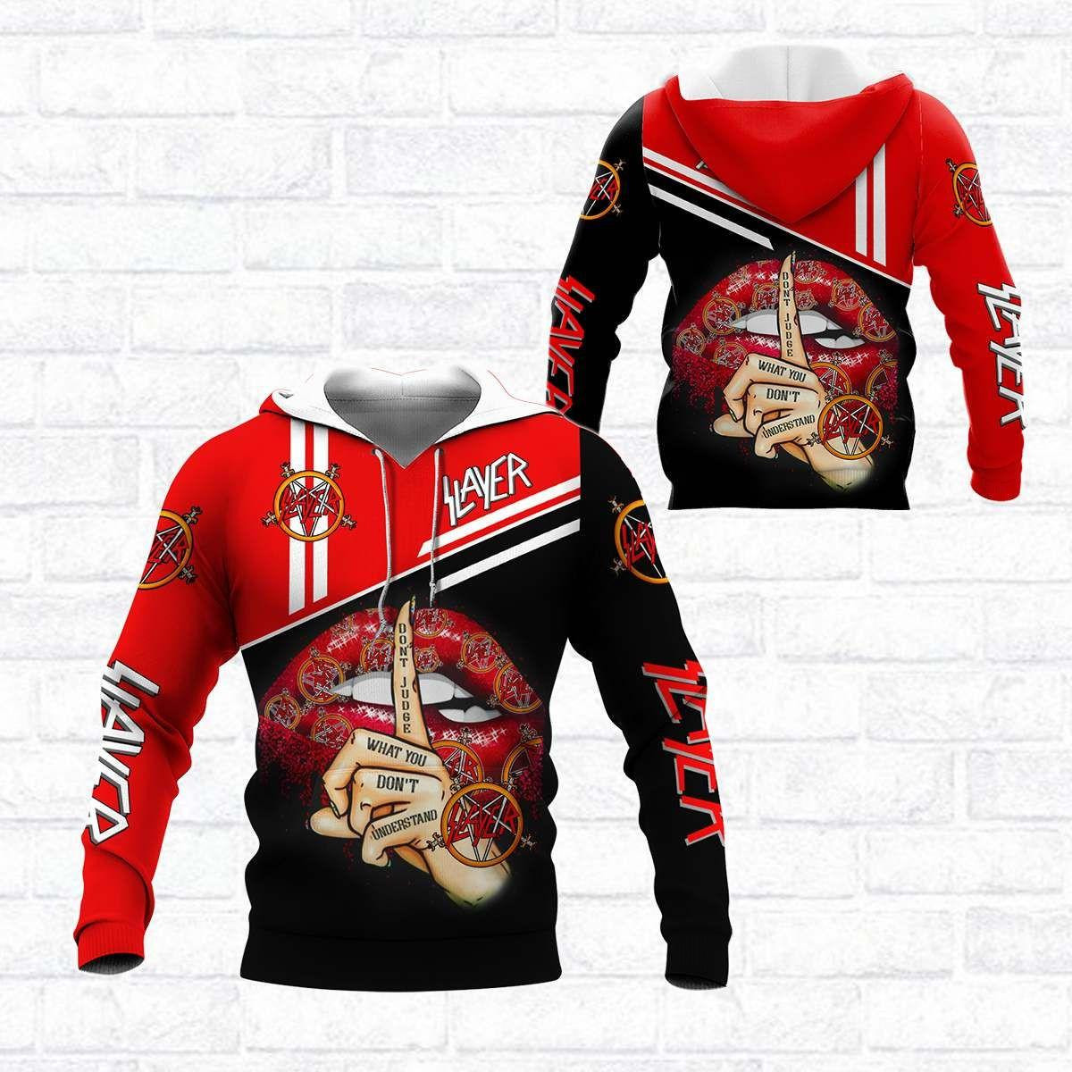Slayer Music Band Fan Gift, Dont Judge What You Dont Understand, Lips Slayer Band Logo All Over Print Hoodie, Zip Hoodie 846
