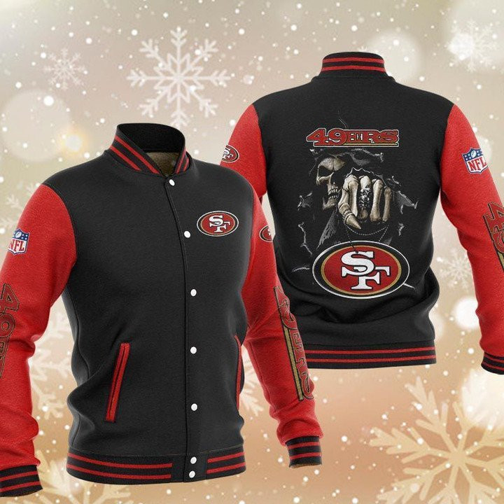 San Francisco 49ers Skull Boxing Black Red Baseball Jacket