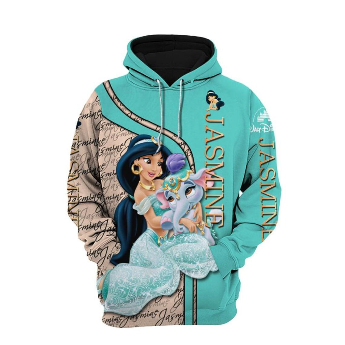 Jasmine Princess Fan Gift, Jasmine Princess Gift, Cartoon Graphic Outfits Aop Hoodie, Zip Hoodie
