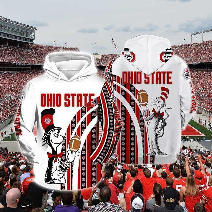 The Cat In The Hat Ohio State Buckeyes Ncaa Skull 3D All Over Print Hoodie & Zip Hoodie