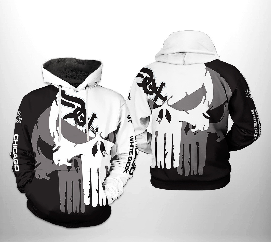 Chicago White Sox MLB Skull 3D All Over Print Hoodie & Zip Hoodie