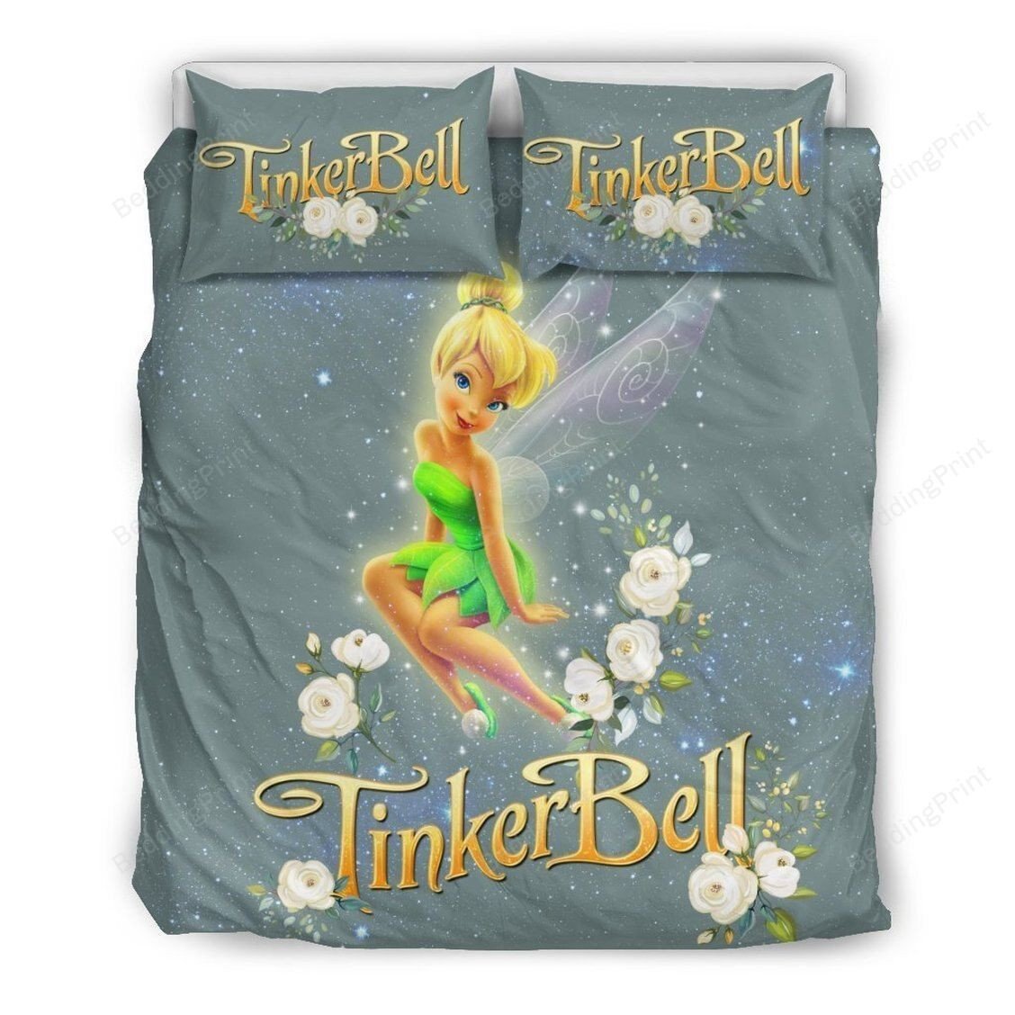 Tinker Bell Bedding Set DN Tiner Bell White Flowers Duvet Covers
