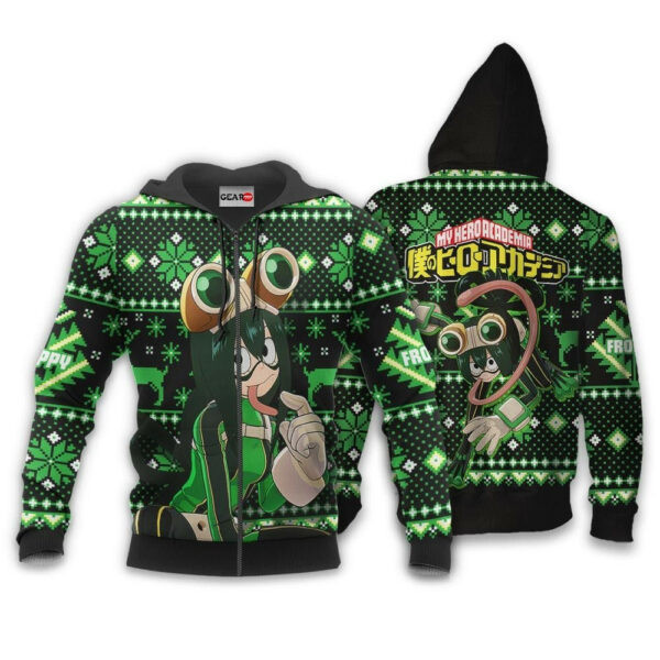 Tsuyu Asui Ugly Christmas Sweater Anime My Hero Academia 2k45 Cartoon 3d Hoodie Zip Hoodie 1936