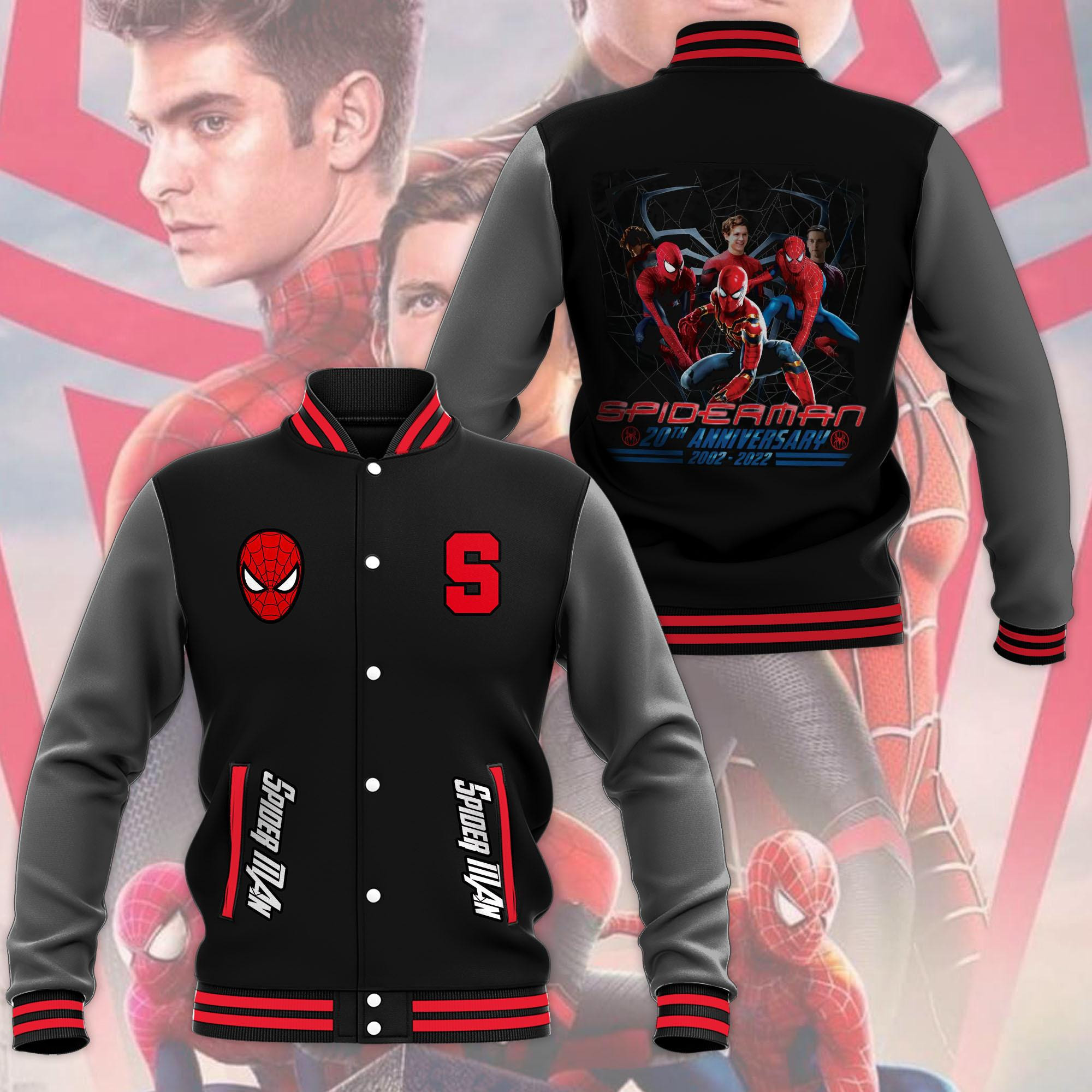 Spider Man No Way Home, Spider Man Anniversary Varsity Baseball Jacket