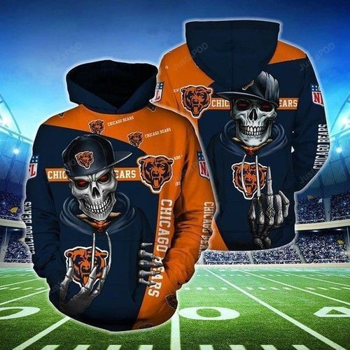 Chicago Bears Hip Hop Skull 3D All Over Print Hoodie & Zip Hoodie