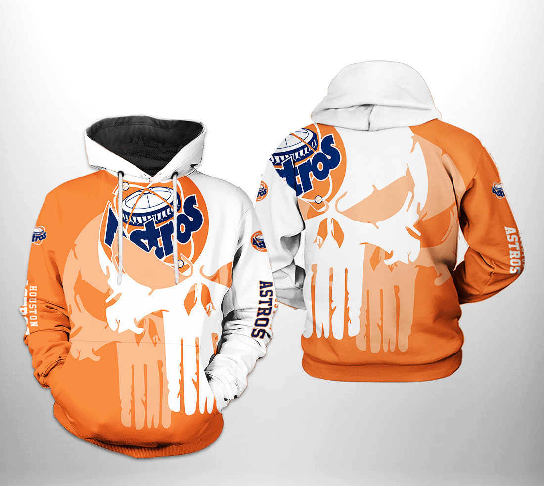 Houston Astros MLB Team Skull 3D All Over Print Hoodie & Zip Hoodie