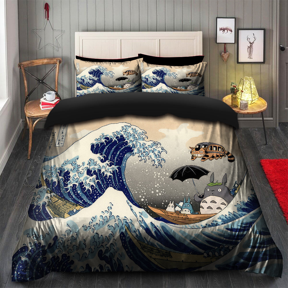 SGhibli Bedding Set Totoro The Great Wave Japan Duvet Covers
