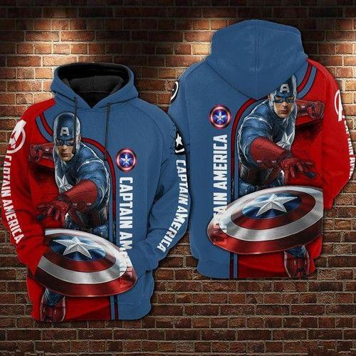 Marvel Avengers Captain America Throws His Shield 3d Hoodie Zip Hoodie