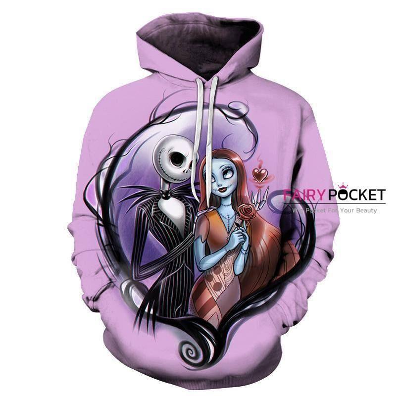 The Nightmare Before Christmas Jack Skellington Sally Purple 3D All Over Print Hoodie & Zip Hoodie