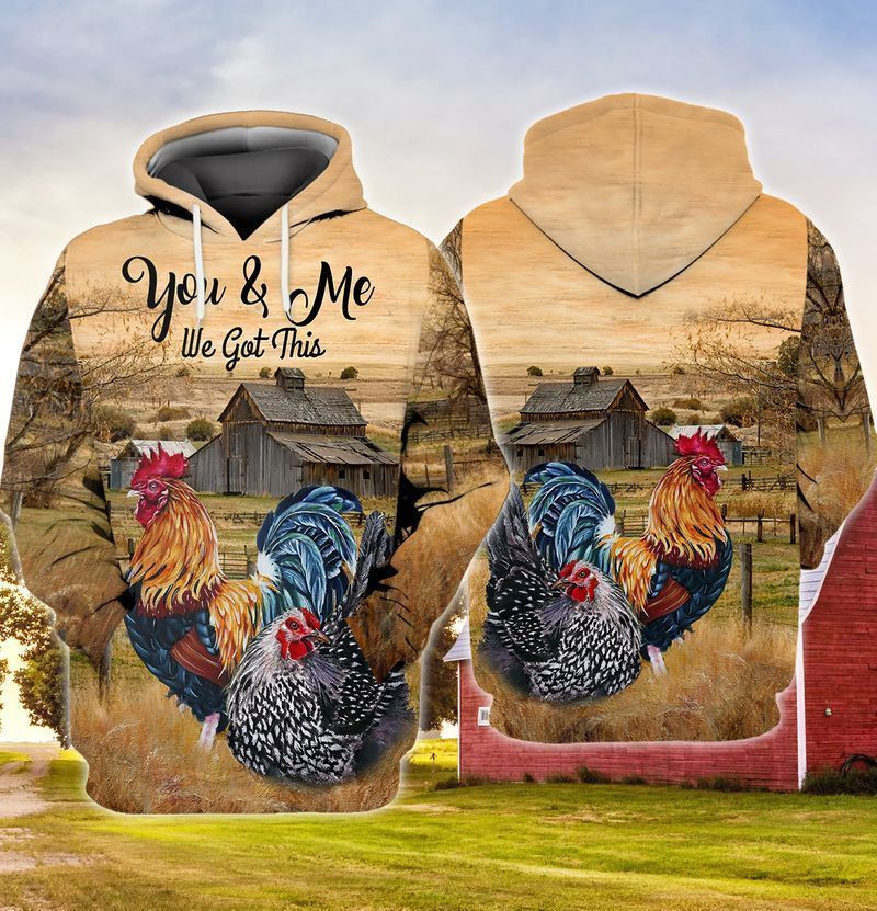 Rooster You And Me We Got This 3d Hoodie Zip Hoodie