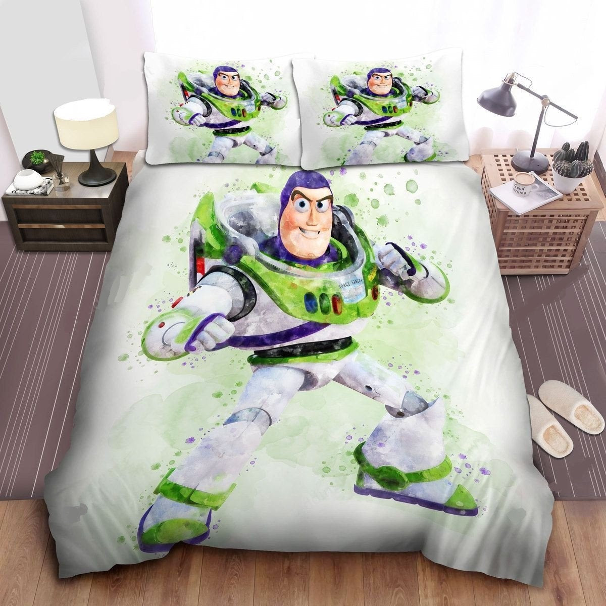 Toy Story Bedding Set DN Buzz Lightyear In Watercolor Art Duvet Covers White