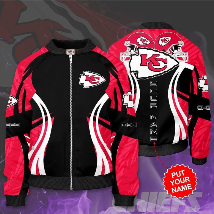 Kansas City Chiefs Custom Name Red Black Bomber Jacket