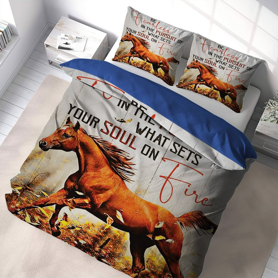 Horse Bedding Set Set Your Soul On Fire Duvet Covers White