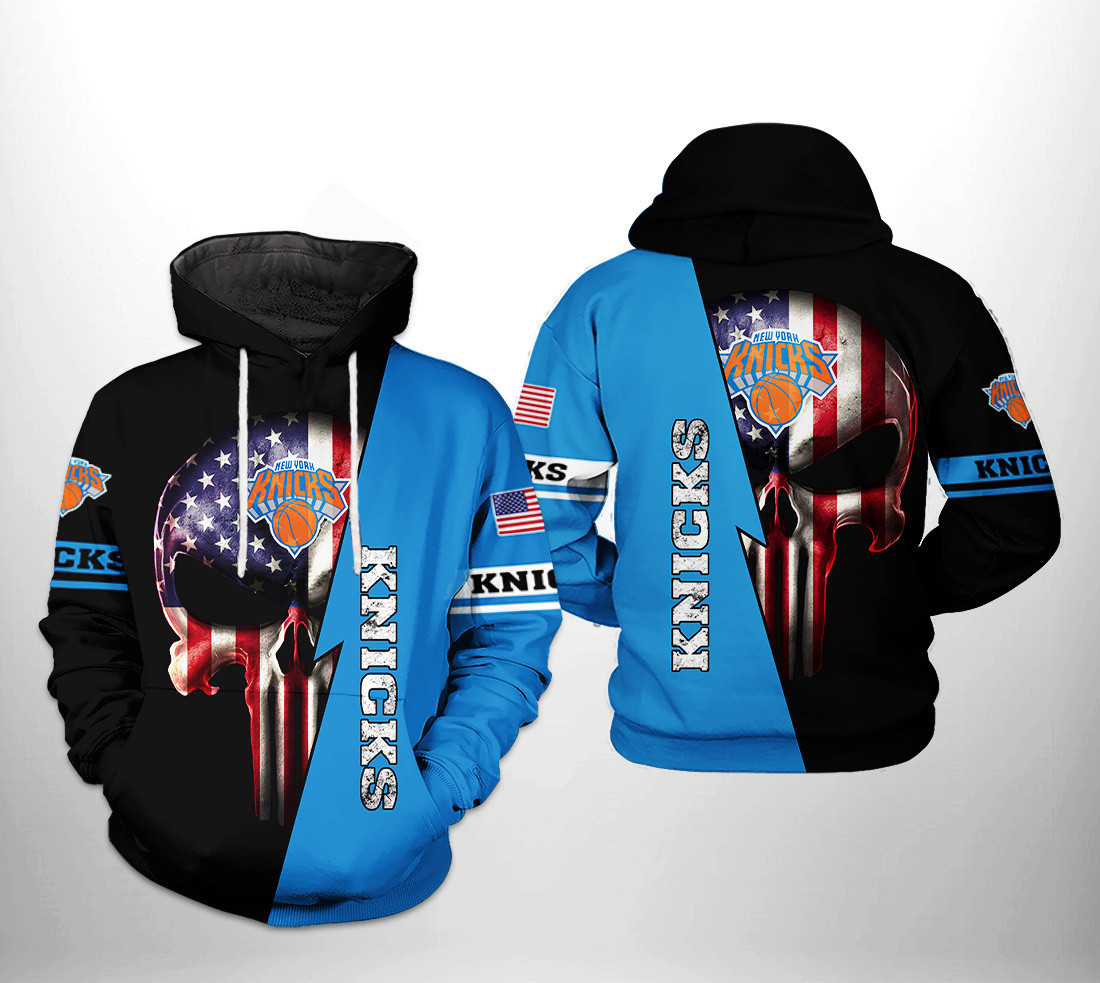 New York Knicks US Flag Skull Team 3D All Over Print Hoodie & Zip Hoodie