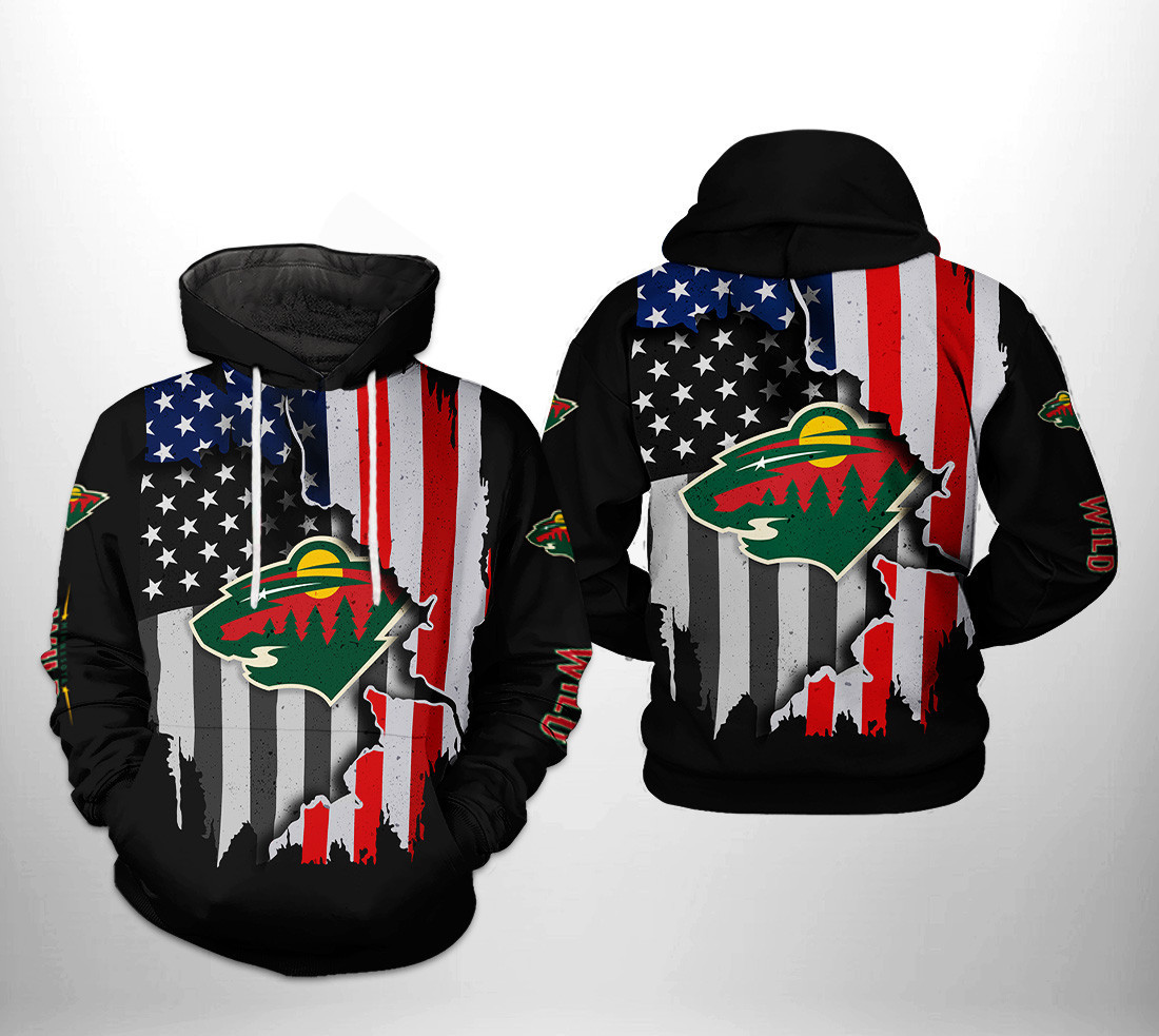 Minnesota Wild US FLag Team 3D All Over Print Hoodie & Zip Hoodie
