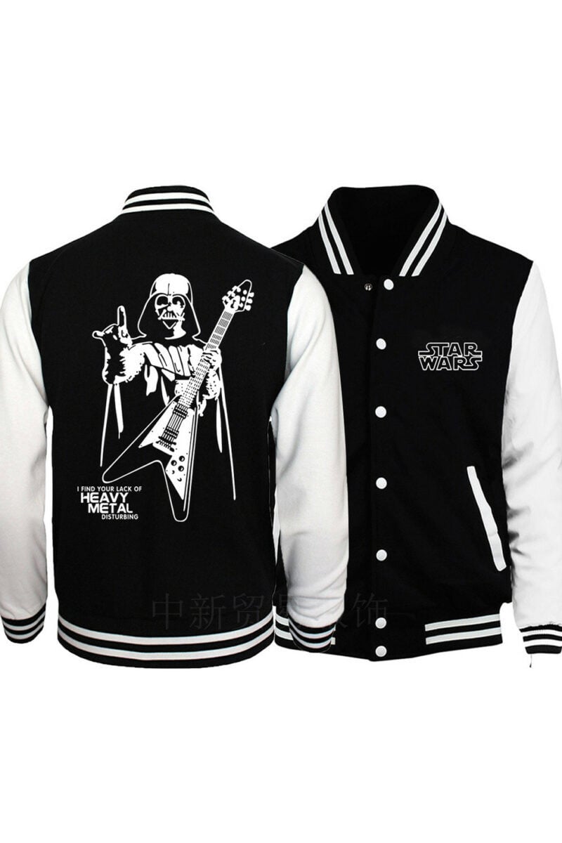 New Trendy Cartoon Character Printed Back Long Sleeve Stand Collar Baseball Jacket For Guys