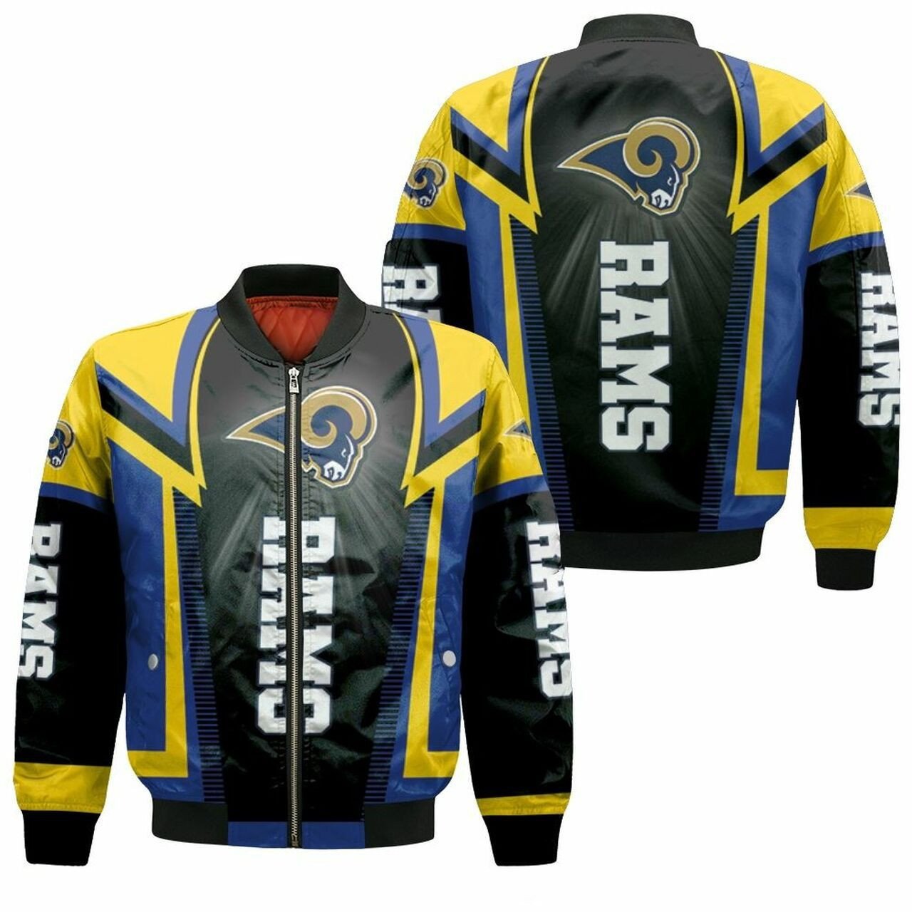 Los Angeles Rams Black Blue Bomber Jacket