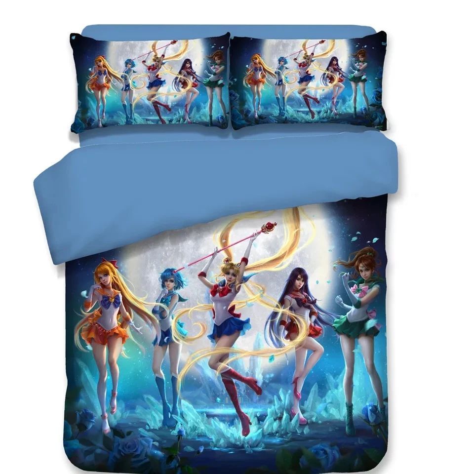 Sailor Moon Bedding Set Sailor Moon Team Fighting Pose Duvet Covers