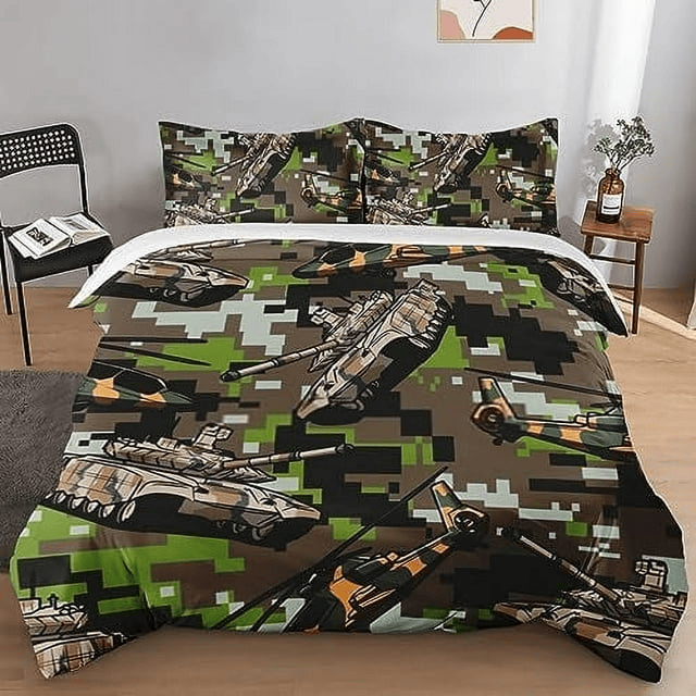 Veteran Bedding Set Military Tanks Camouflage Pattern Duvet Covers