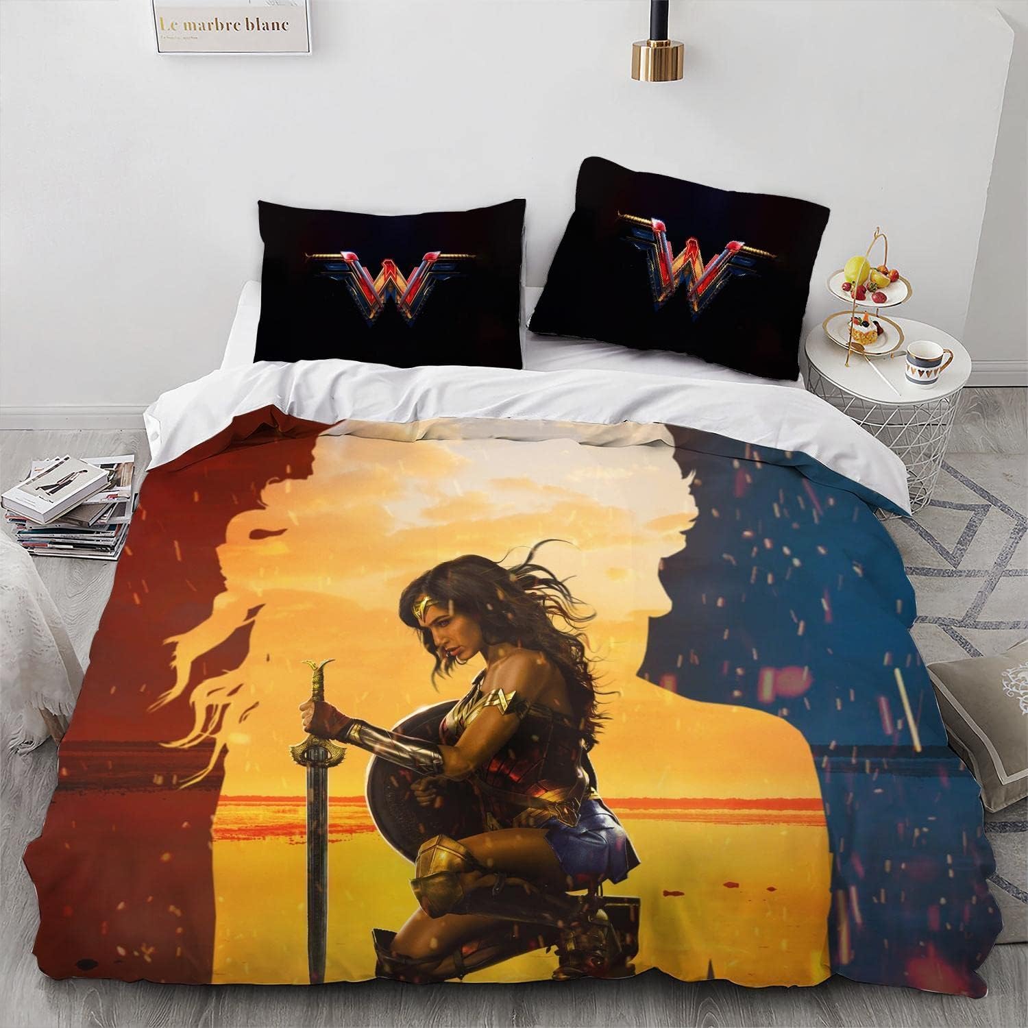 Wonder Woman Bedding Set DC Wonder Woman Heroine Silhouette Duvet Covers