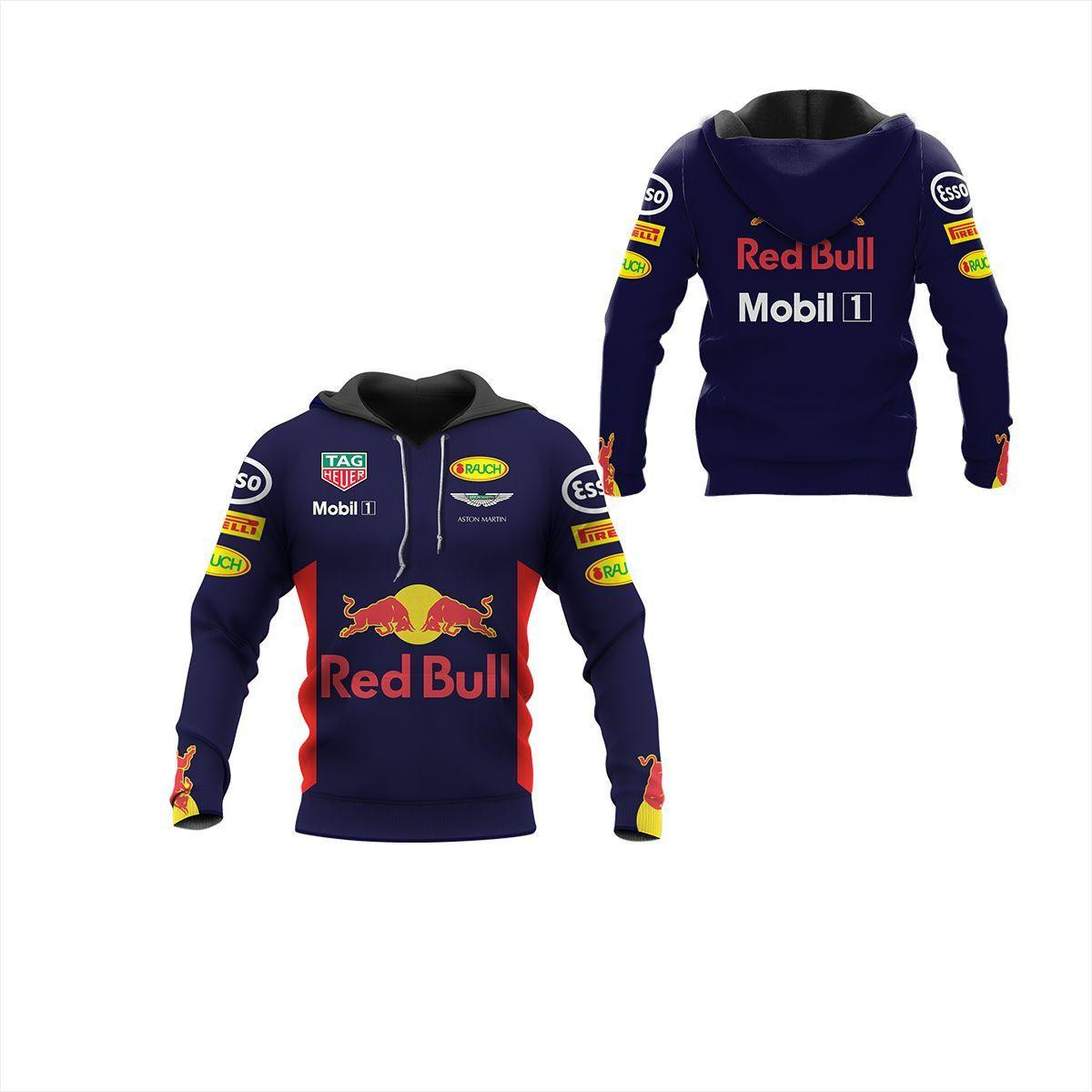 Red Bull All Over Print Hoodie, Zip Hoodie 345
