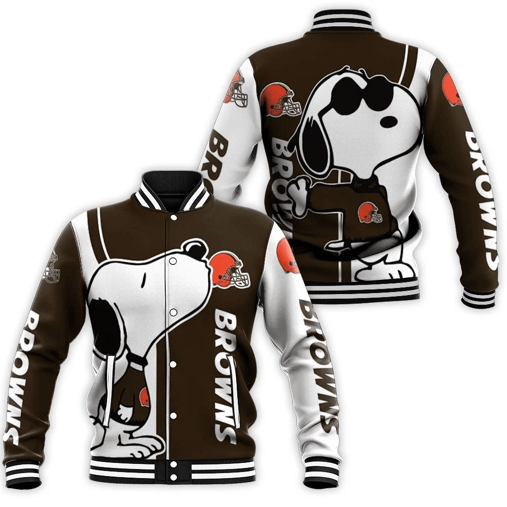Cleveland Browns White Snoopy Baseball Jacket