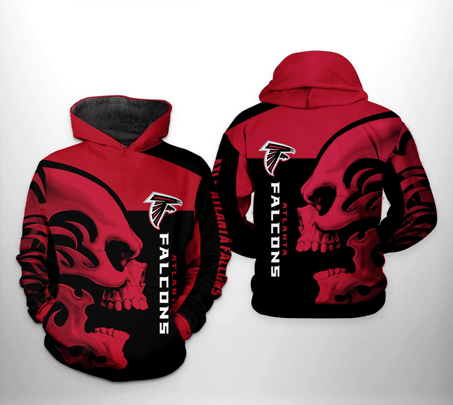 Atlanta Falcons Skull 3D All Over Print Hoodie & Zip Hoodie