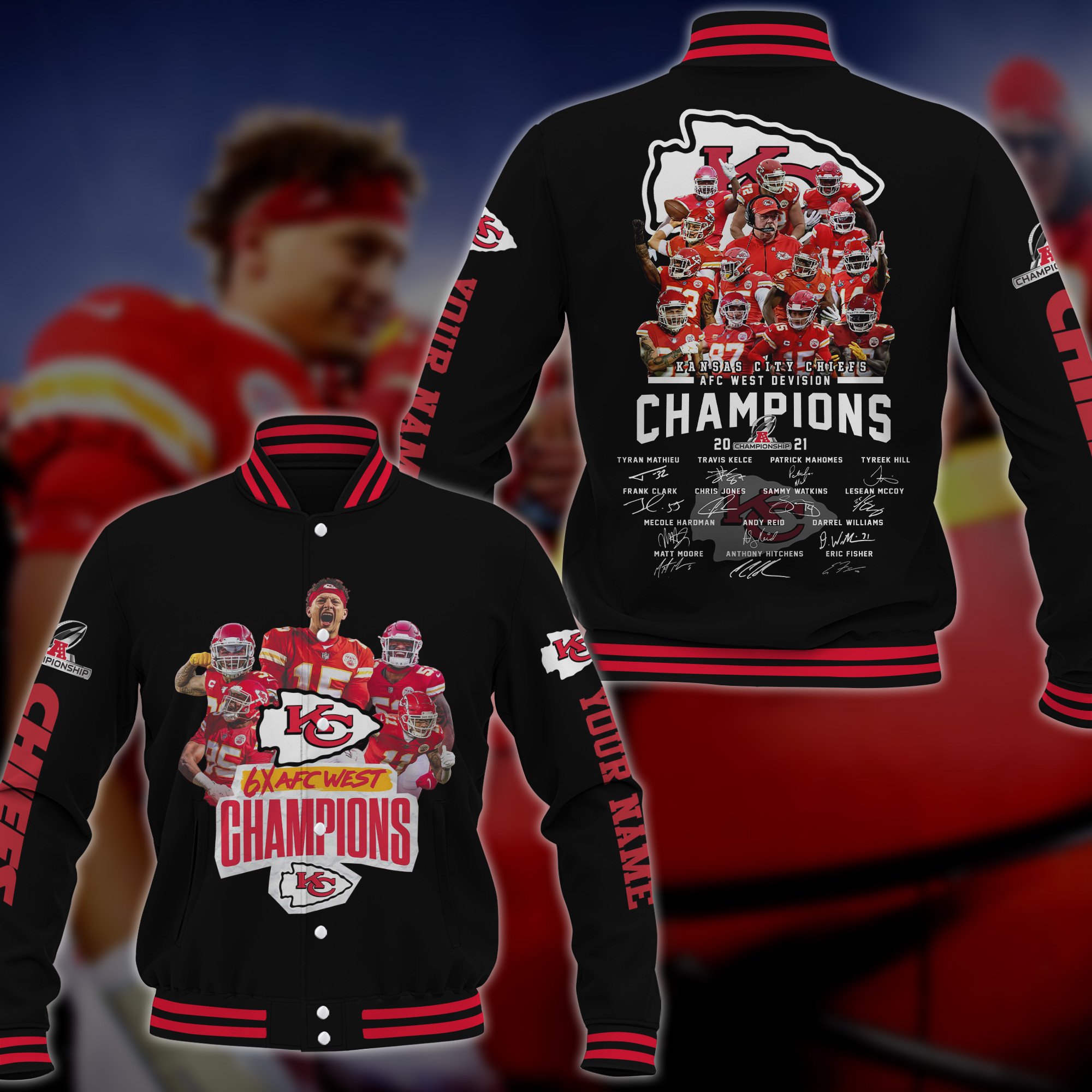 West Division Kansas City Chiefs Champions Baseball Jacket 107