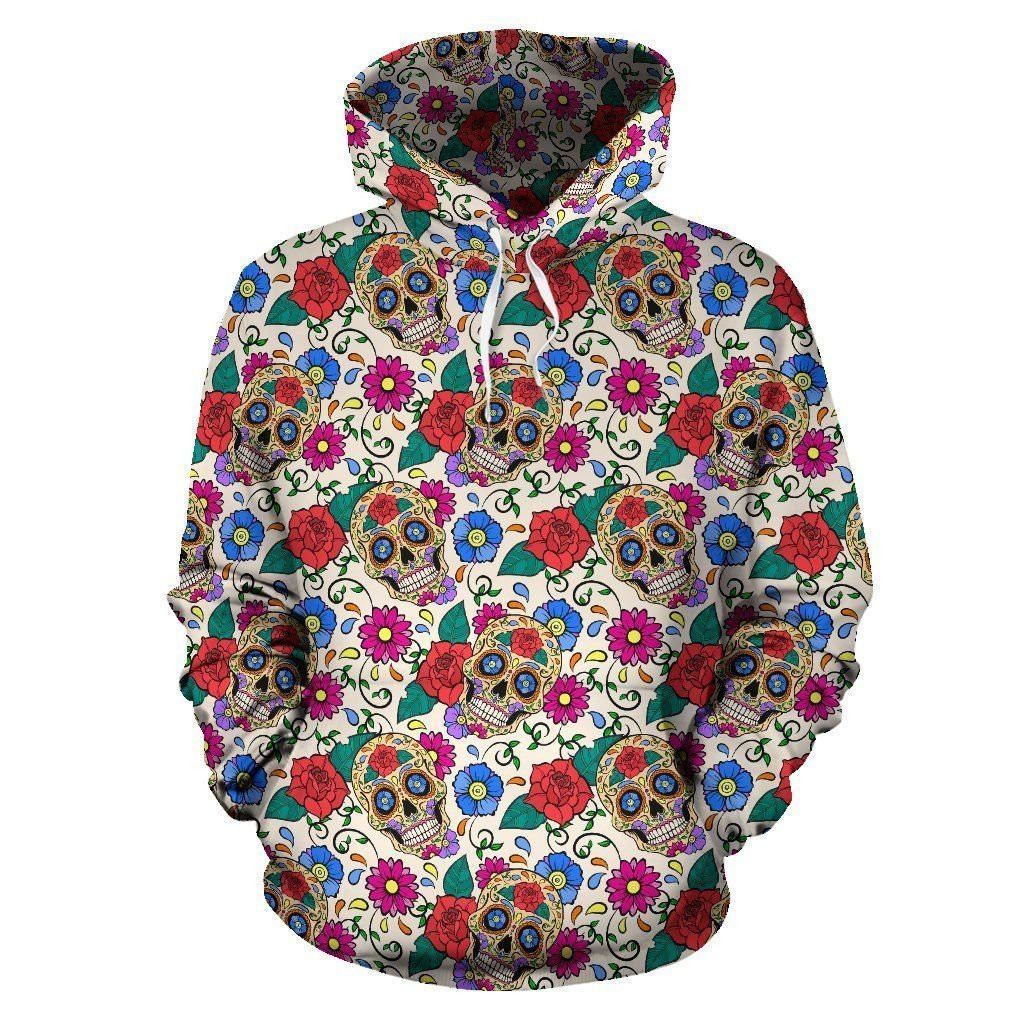 Sugar Skull Colorful Themed Print 3D All Over Print Hoodie & Zip Hoodie