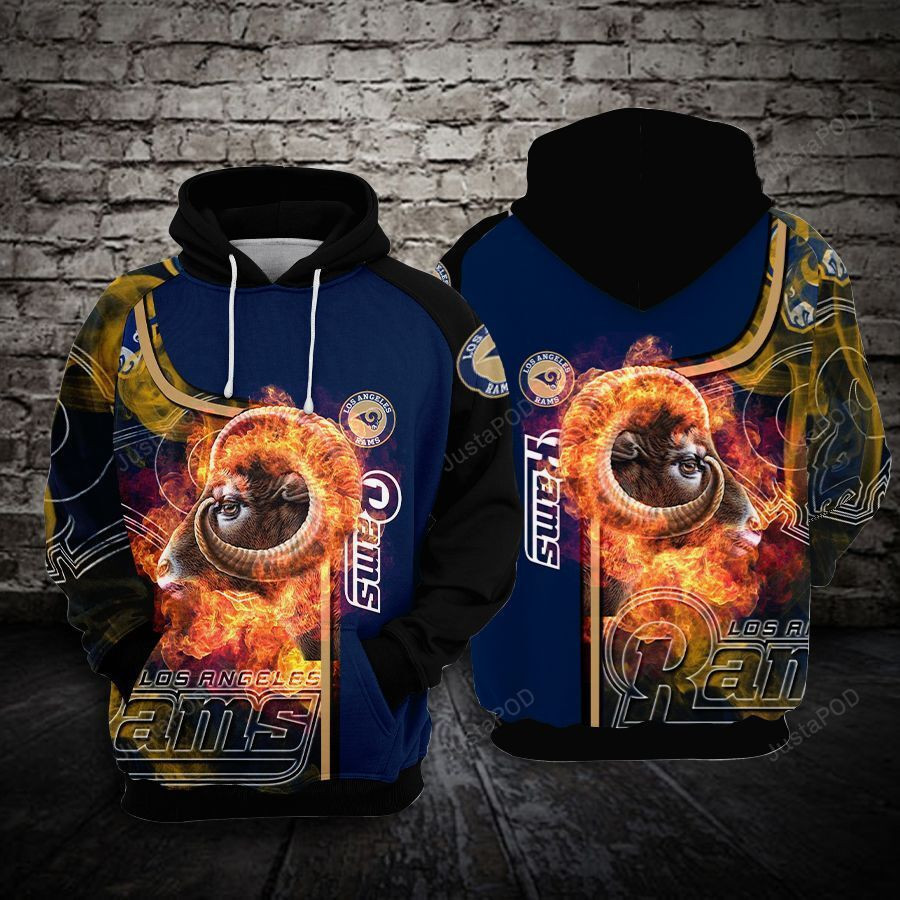 Los Angeles Rams Football Goat Fire 3D All Over Print Hoodie & Zip Hoodie