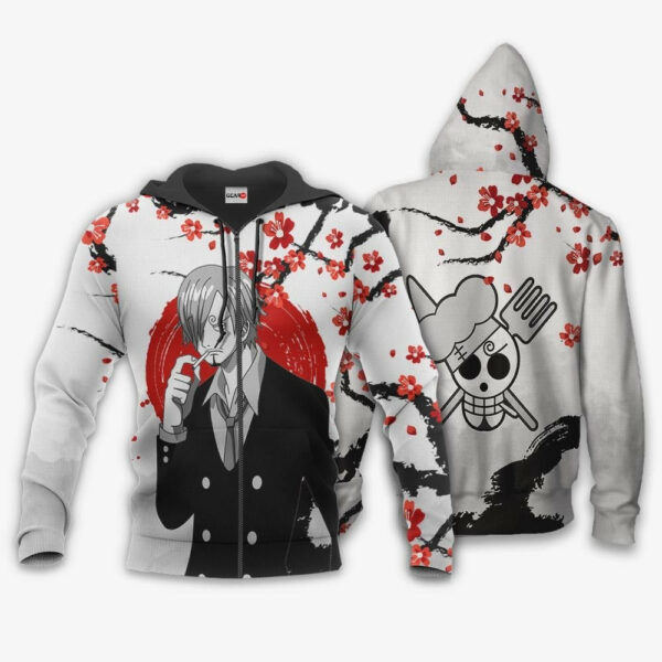 Vinsmoke Sanji Japan Cherry Blossoms One Piece Anime 1k484   Cartoon Graphic Outfits Aop 3d Hoodie, Zip Hoodie 2332