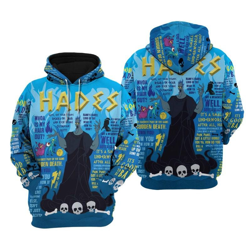 Hercules Film Cartoon, Quotes, Villains Hades Punk Words Pattern All Over Print Hoodie, Zip Hoodie