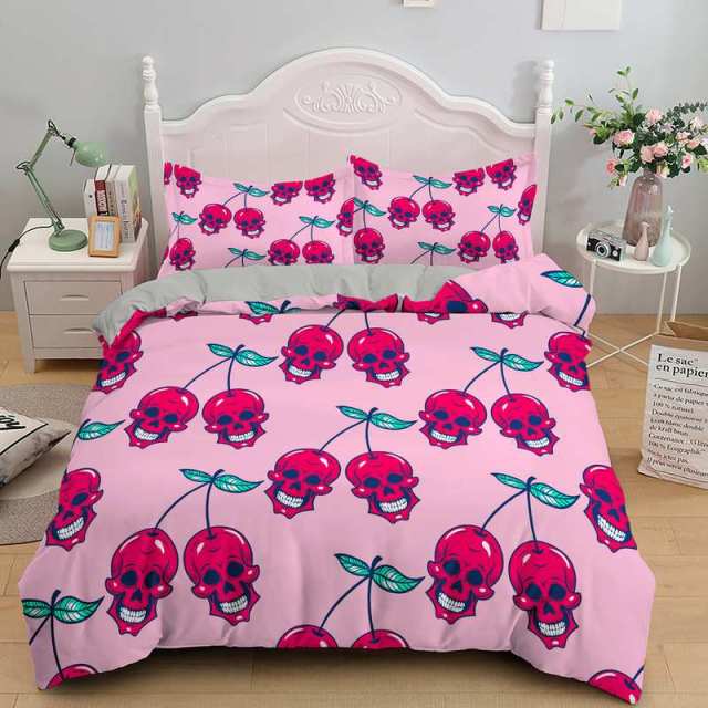 Skull Bedding Set Cherry Skull Pattern Duvet Covers