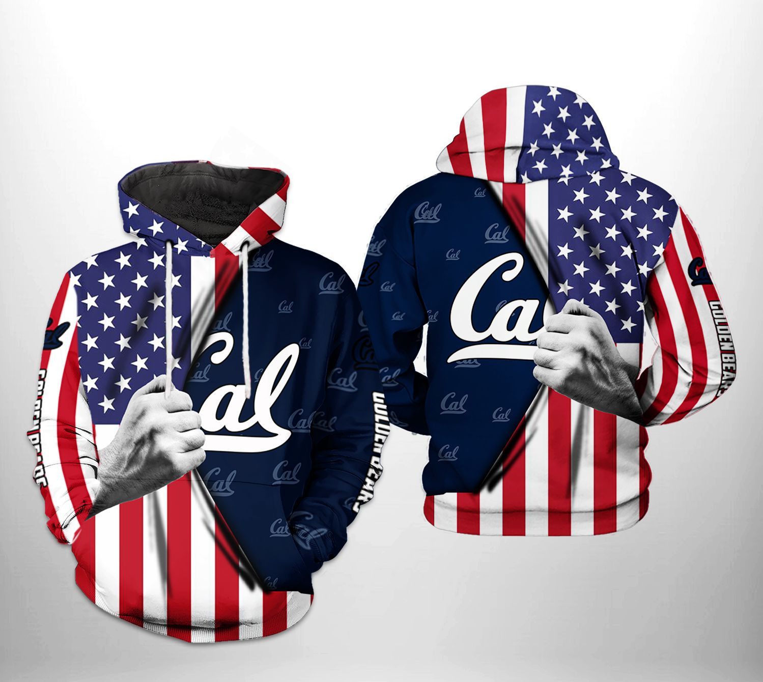 California Golden Bears US FLag 3D All Over Print Hoodie & Zip Hoodie