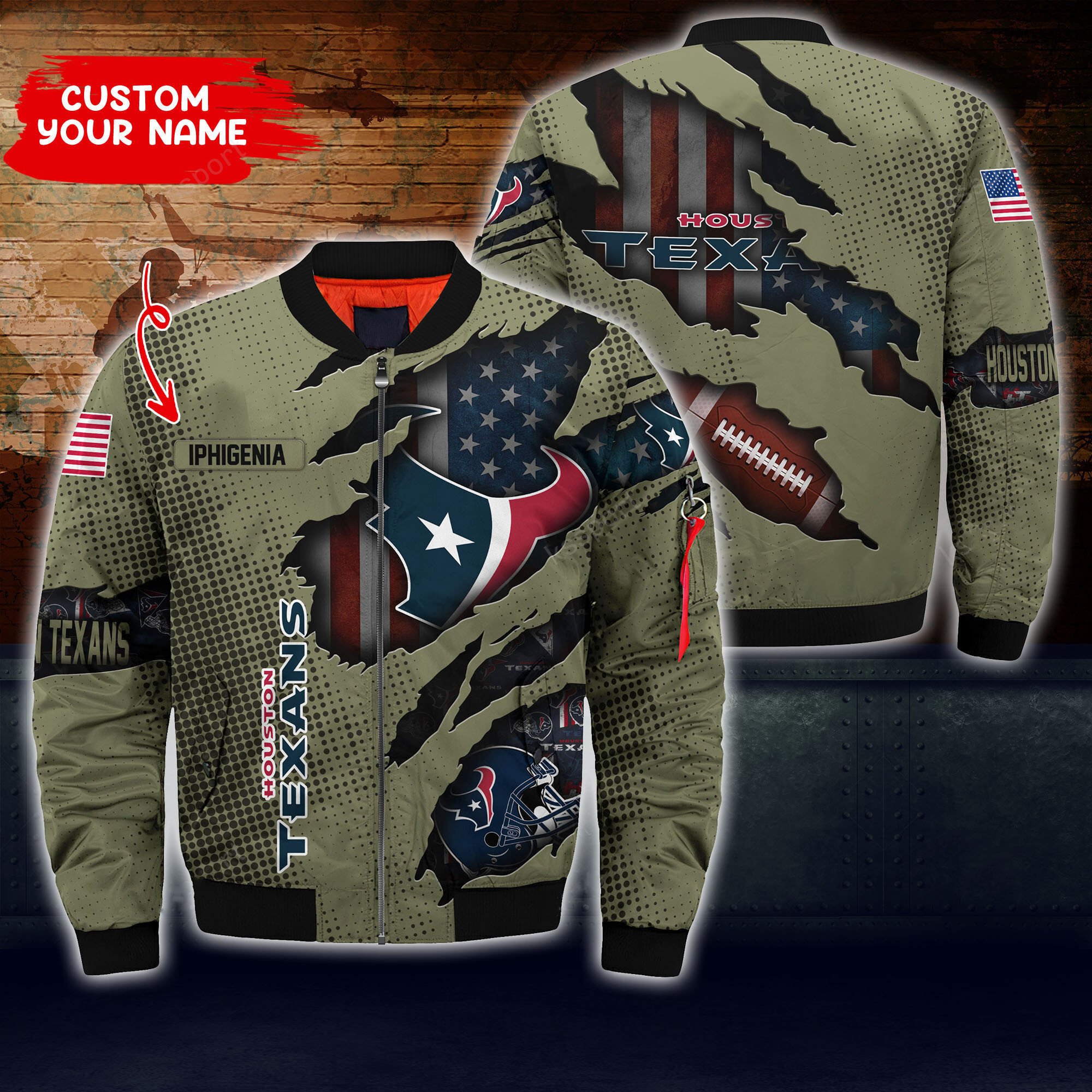 Houston Texans Personalized Thick Bomber Jacket CS52