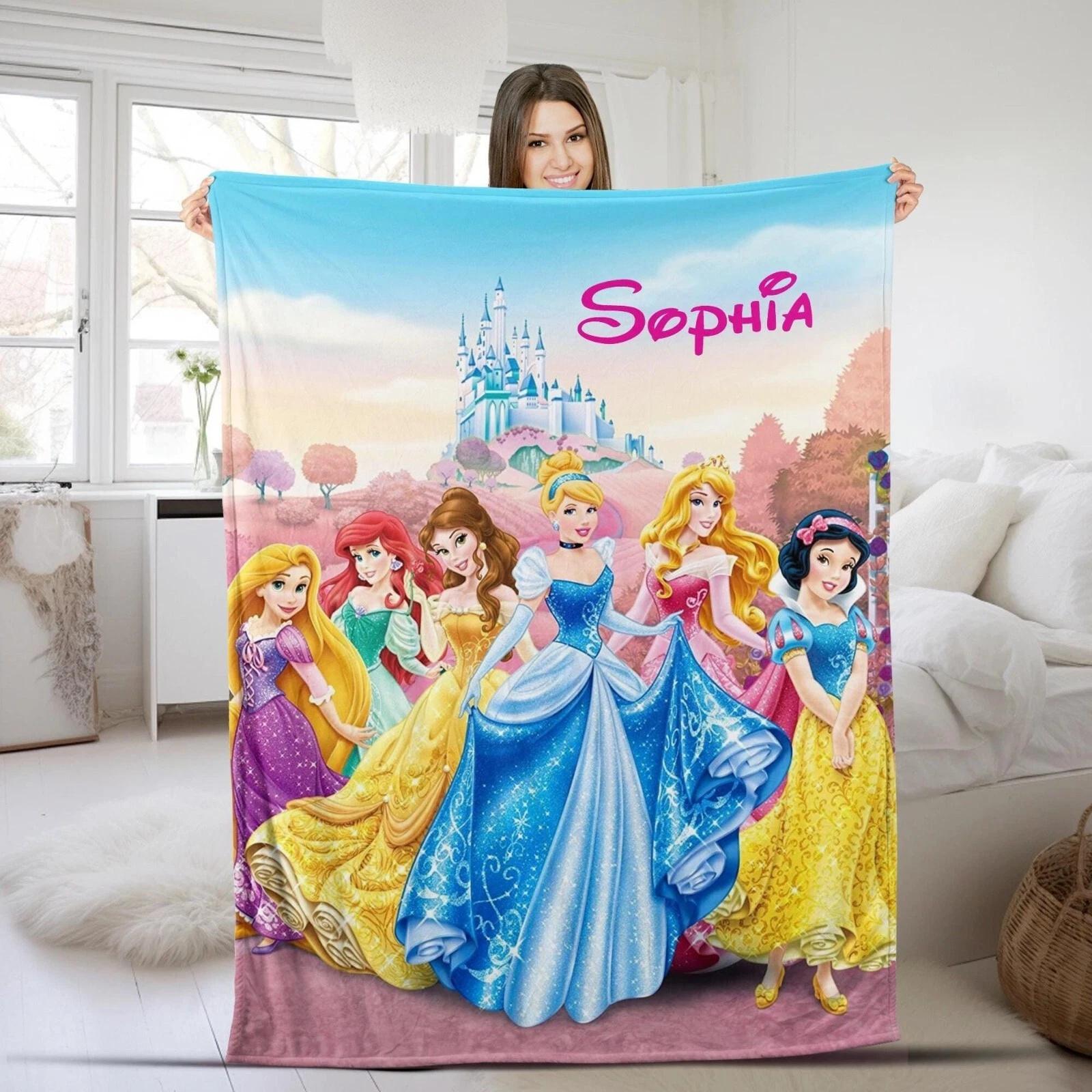 Personalized Princess Blanket Custom Girls Fleece Sherpa Blanket