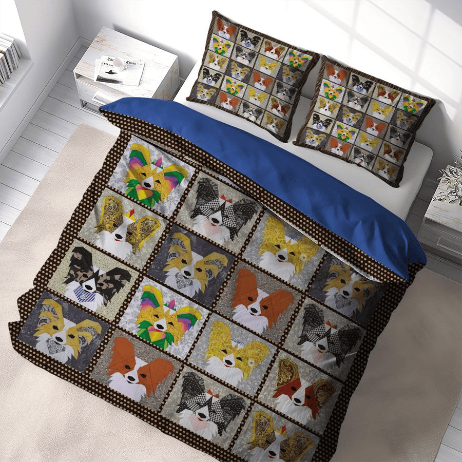 Dog Bedding Set Cute Papillon Dog Pattern Duvet Covers