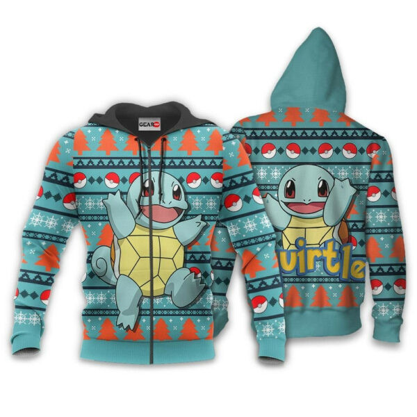 Squirtle Anime Pokemon Ugly Christmas Sweater 1k943   Cartoon Graphic Outfits Aop 3d Hoodie Zip Hoodie 2433