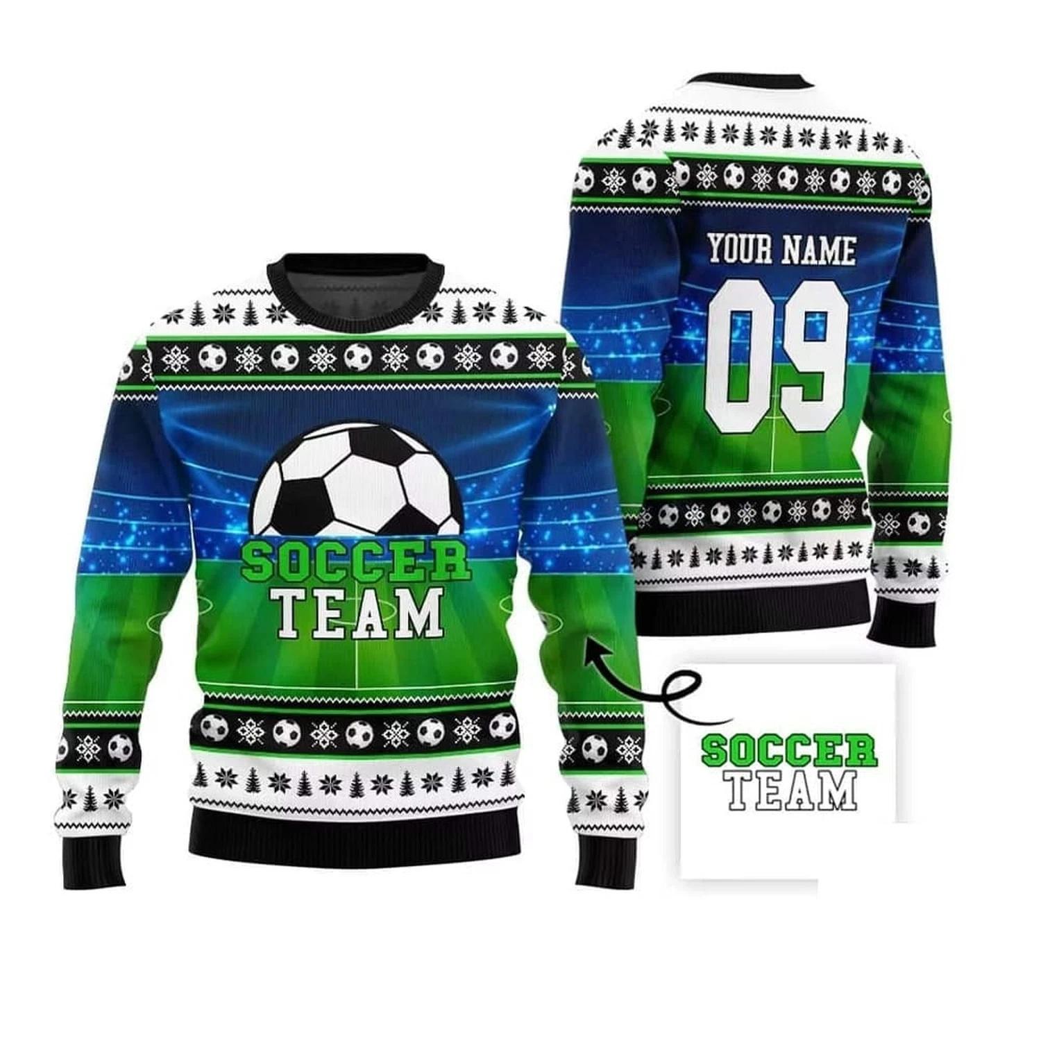 Custom Soccer Team Ugly Christmas Sweater