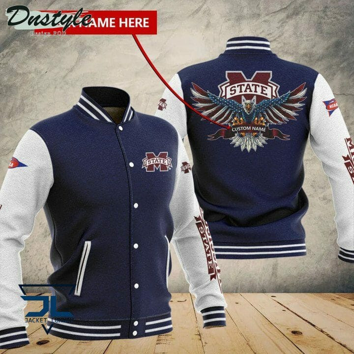 Mississippi State Bulldogs Custom Name Navy Blue Baseball Jacket