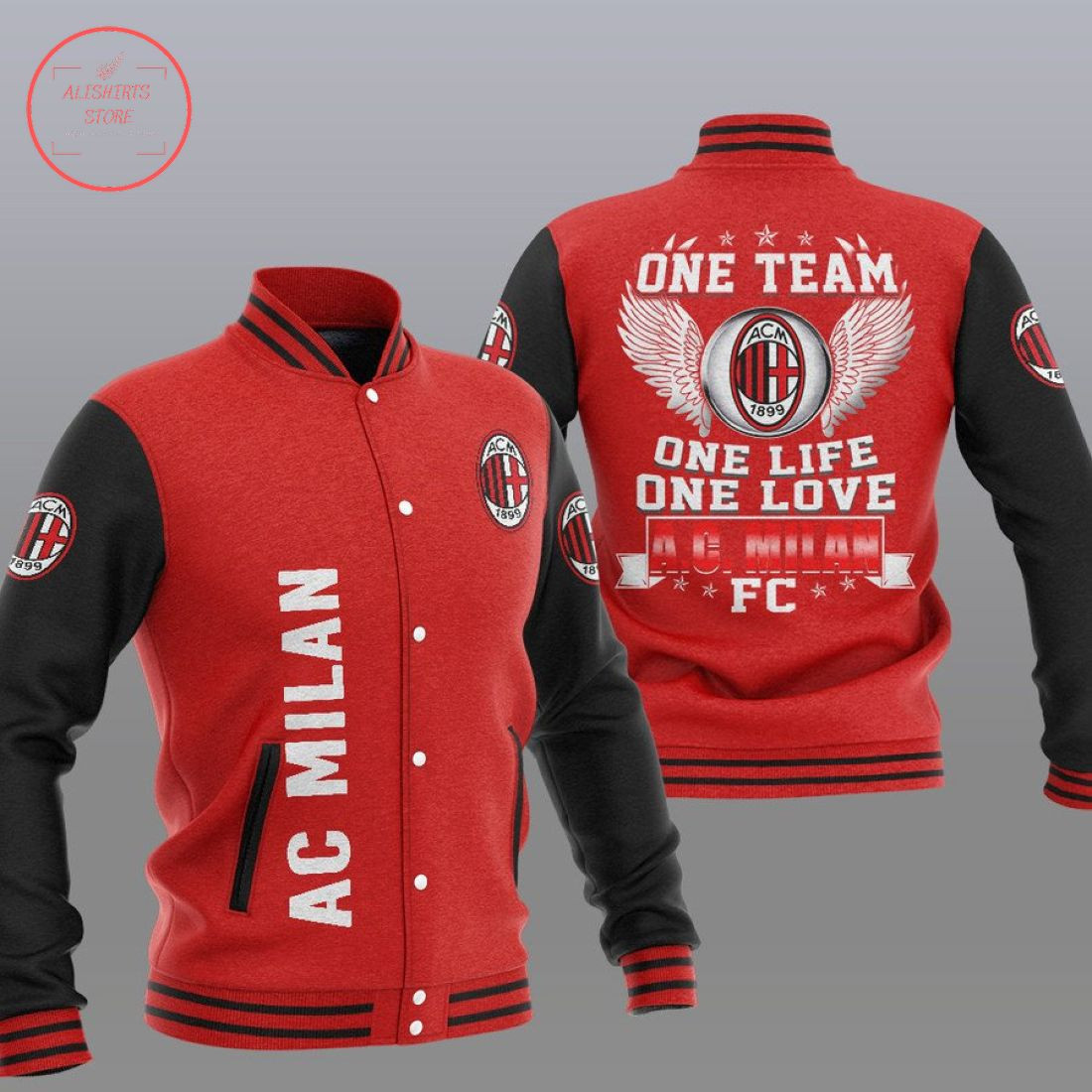 AC Milan Red One Team Baseball Jacket