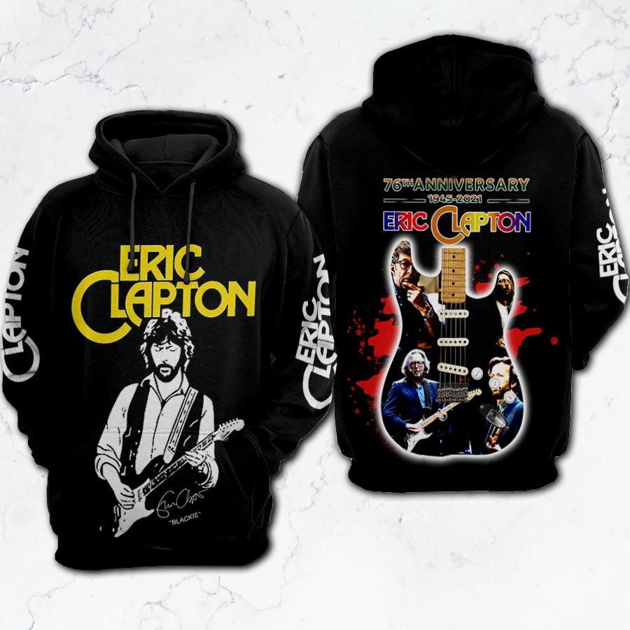 Eric Clapton Fan Gift, Eric Clapton Signature Gift, Eric Clapton 76th Anniversary 1945 2021 Aop Hoodie, Zip Hoodie, Fleece Jacket