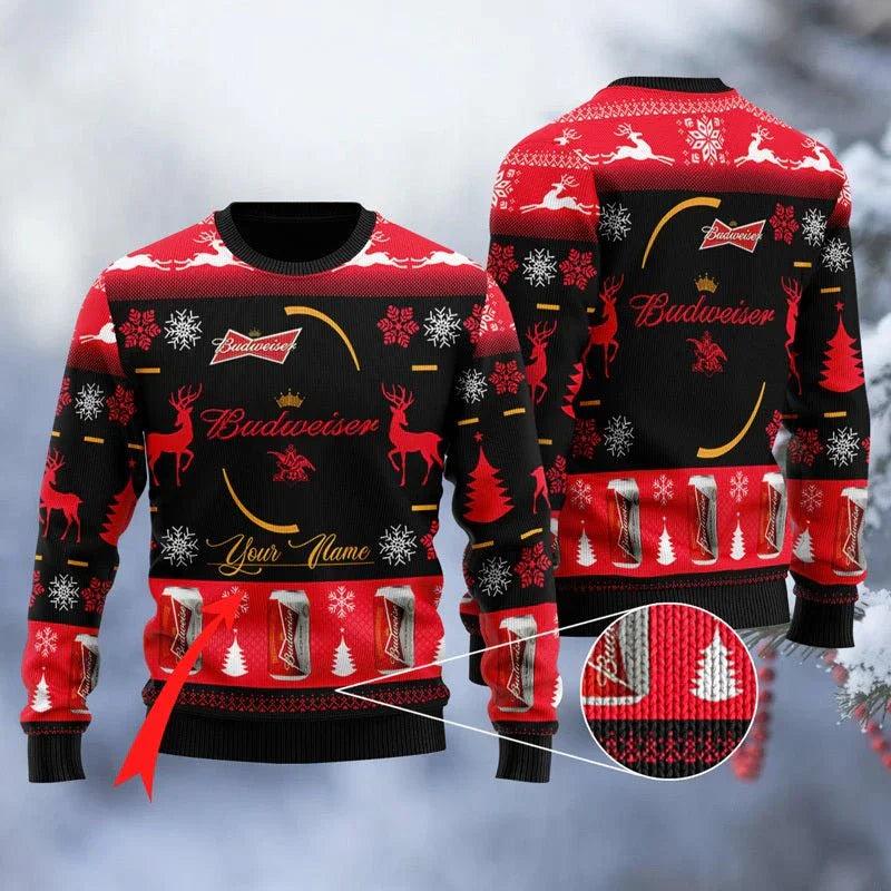 Personalized Budweiser Ugly Christmas Sweater