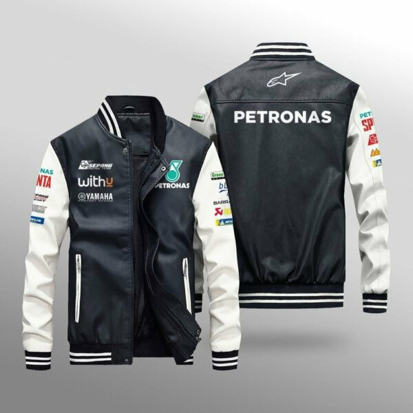 Motogp Petronas Yamaha Srt Team Leather Bomber Jacket 77