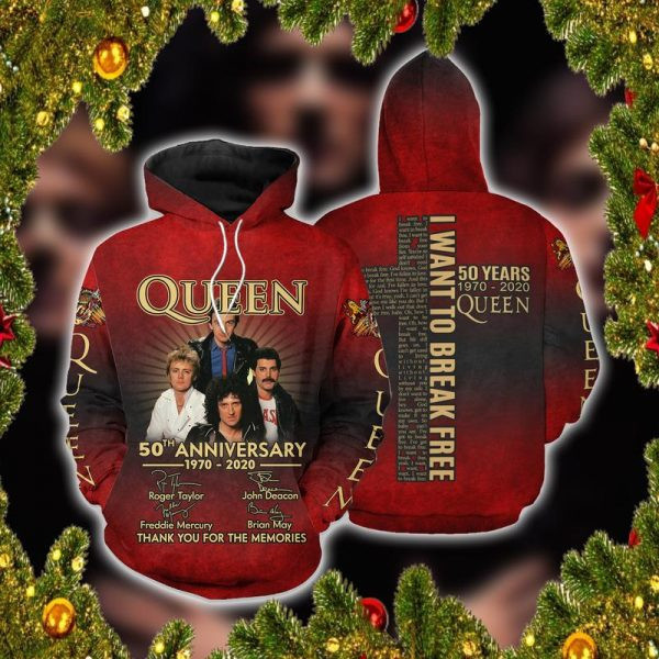 Queen 50th Anniversary Music Band 2k593 Lover Gift ,queen Music Band All Over Print 3d Hoodie 2788