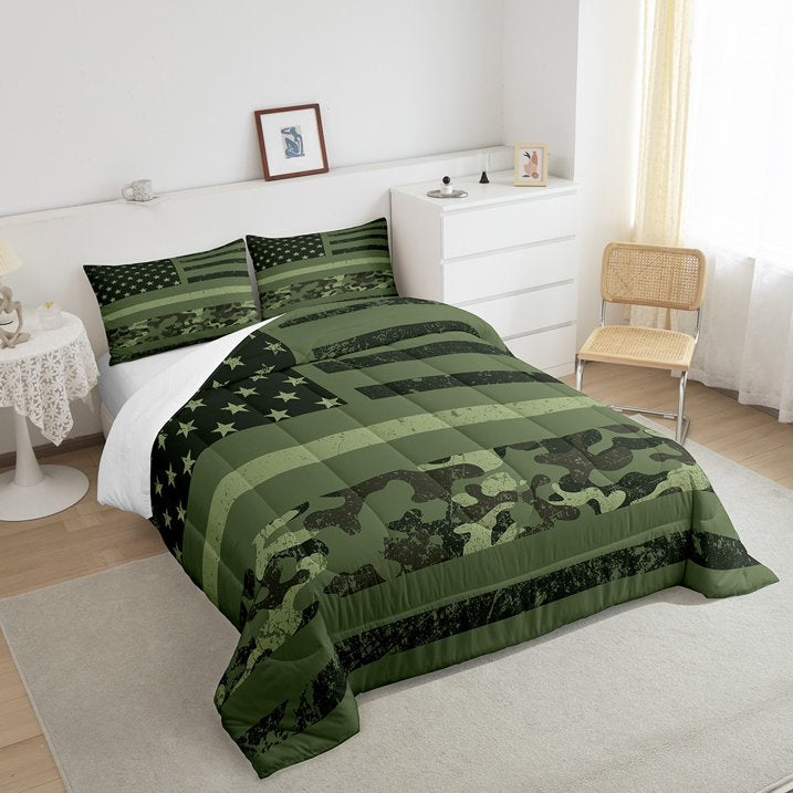 Veteran Bedding Set Veteran American Flag Camoflage Pattern Duvet Covers